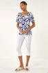 Roman Blue Floral Puff Print V-Neck Top - Size 10 Image 2