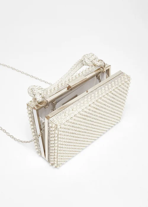 Quiz White Pearl Knot Top Handle Bag - One Size Image 2