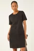 Roman Black Petite Premium Stretch Suede Shift Dress - 16 Image 1