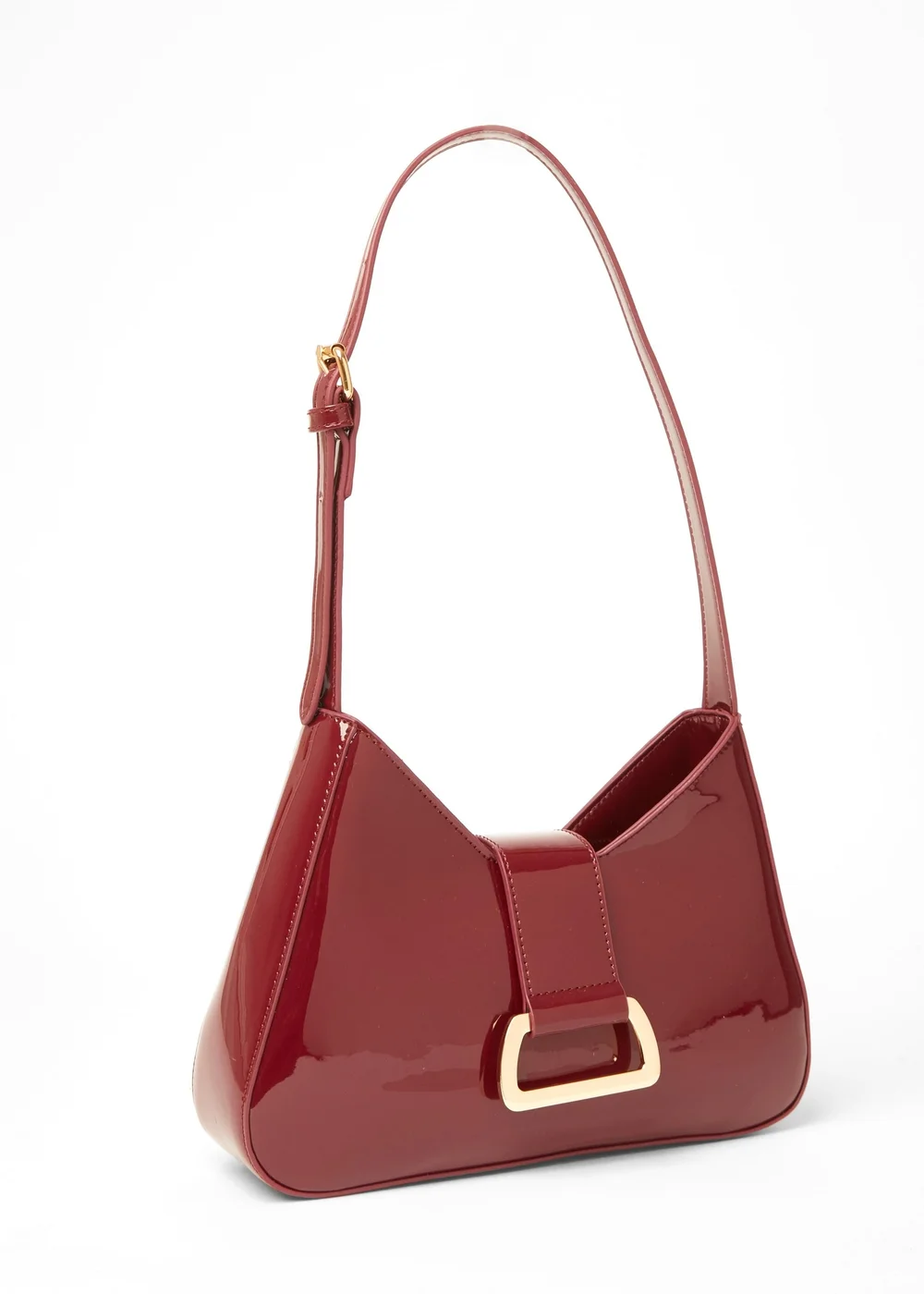 Quiz Burgundy Buckle Detail Shoulder Bag - One Size Image 1