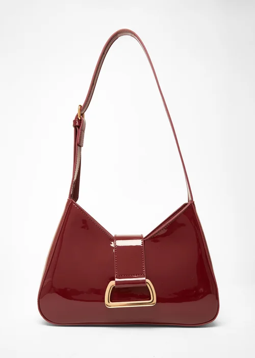 Quiz Burgundy Buckle Detail Shoulder Bag - One Size Image 3