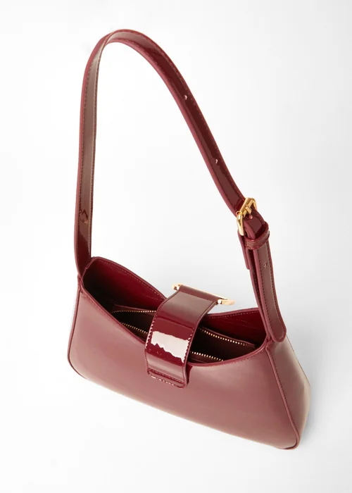 Quiz Burgundy Buckle Detail Shoulder Bag - One Size Image 2
