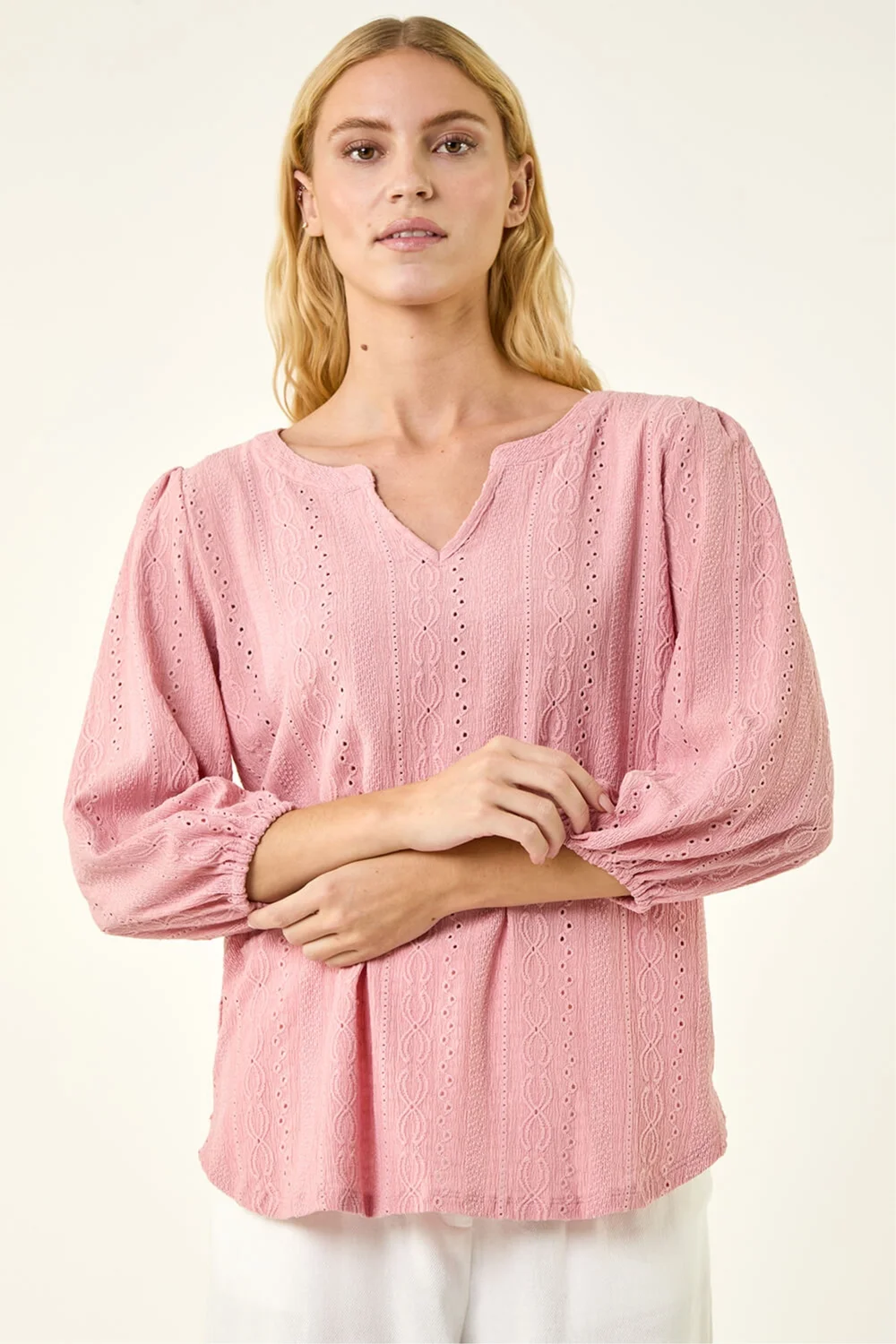 Roman Rose Broderie Detail Tunic Top - Size 14 Image 2