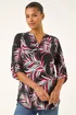 Roman Red Textured Leaf Puff Print Shirt - Size 14 Image 2