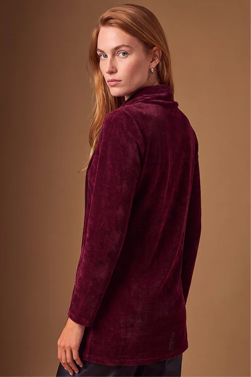 Roman Wine Chenille Cowl Neck Tunic Top - 14 Image 3