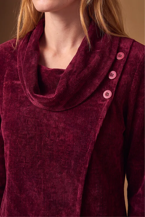 Roman Wine Chenille Cowl Neck Tunic Top - 14 Image 4