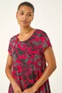 Roman Red Floral Print Hanky Hem Top - Size 20 Image 4