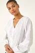 Roman Ivory Pleated V-Neck Cotton Blouse - Size 20 Image 4