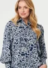 Izabel London Navy Floral Abstract Long Sleeve Shirt - 10 Image 3