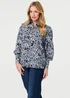 Izabel London Navy Floral Abstract Long Sleeve Shirt - 10 Image 1