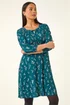 Roman Teal Petite Floral Tie Front Stretch Dress - 8 Image 4