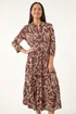 Roman Chocolate Petite Tiered Midi Dress - 16 Image 4