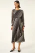 Roman Black Spot Print Shirred Midi Dress - 18 Image 2
