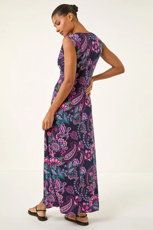 Roman Pink Paisley Twist Front Maxi Dress - 16 Image 3