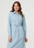 Izabel London Blue Denim Tie Waist Long Sleeve Midi Dress - 8 Image 4