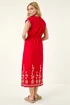 Roman Red Embroidered V-Neck Midi Dress - 14 Image 3