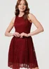 Izabel London Burgundy Lace Layer Sleeveless Short Skater Dress - 8 Image 1