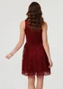 Izabel London Burgundy Lace Layer Sleeveless Short Skater Dress - 8 Image 2
