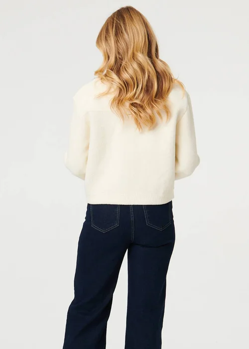 Izabel London Cream Denim Contrast Texture Boxy Jacket - M/L Image 2