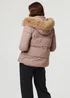 Izabel London Beige Faux Fur Trim Hood Puffer Jacket - L Image 2