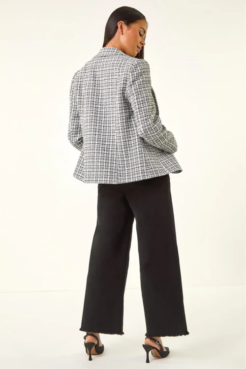 Roman White Petite Boucle Revere Collar Blazer - 18 Image 3