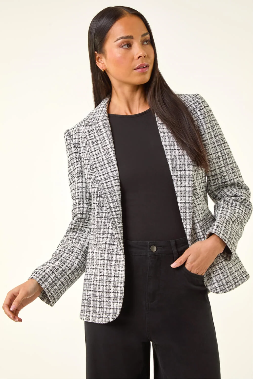 Roman White Petite Boucle Revere Collar Blazer - 18 Image 1
