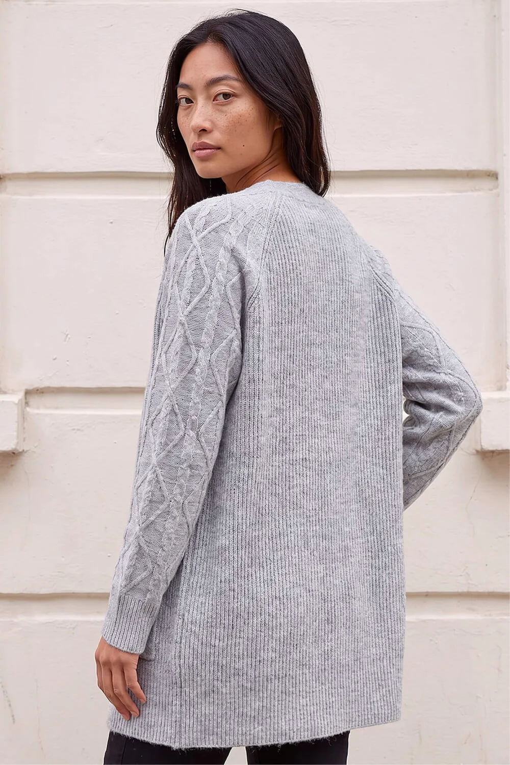 Roman Grey Petie Contrast Cable Knit Cardigan - 12 Image 4