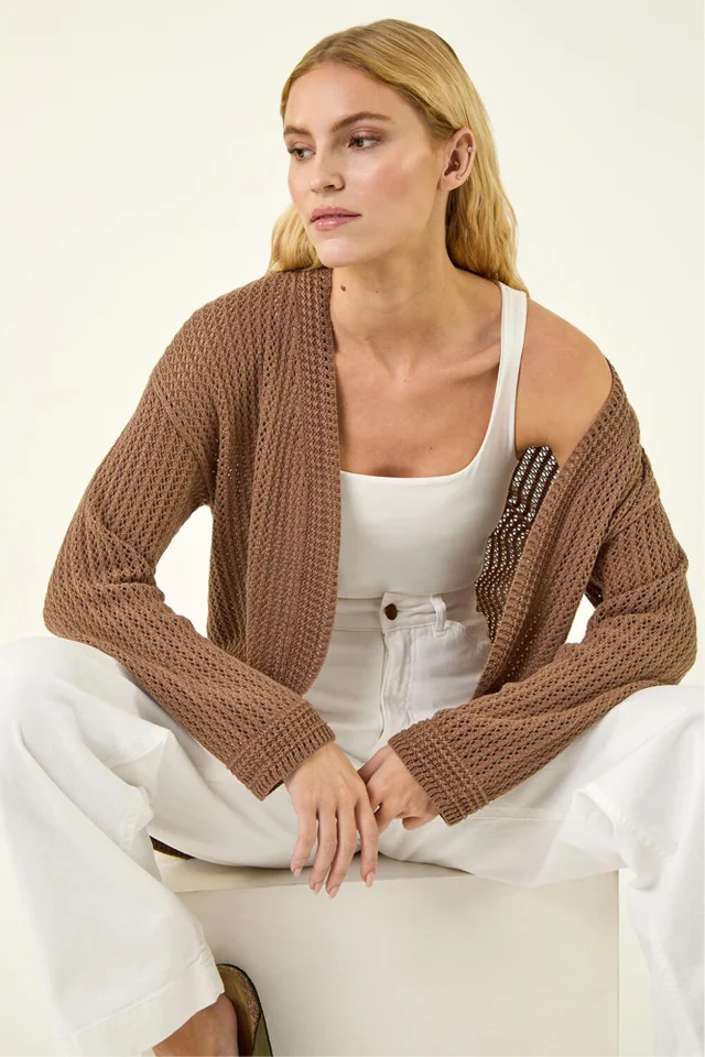 Roman Taupe Stitch Knit Cardigan