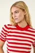 Roman Red Stripe Pointelle Knit Top - Size 16 Image 4