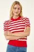 Roman Red Stripe Pointelle Knit Top - Size 16 Image 2
