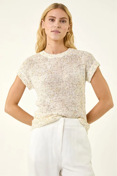 Roman Ivory Short Sleeve Knit Vest - 14 Image 2