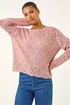 Roman Pink Pointelle Knit Jumper - Large Image 4