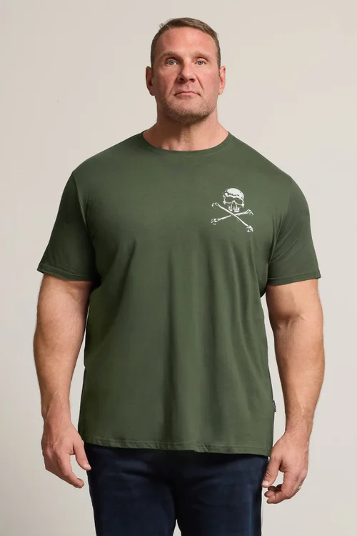 BadRhino Khaki Green Skull & Crossbones Graphic T-Shirt - 4XL Image 2