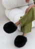 Where's That From Inez Ultimate Fluffy Black Fur Mule Slippers - Size 4 Image 1