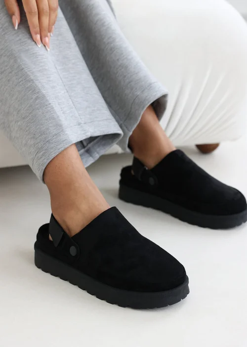 Where's That From Alondra Slip-on Strap Black Faux Suede Mini Boots - 4 Image 2
