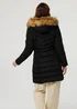 Izabel London Black Hooded Faux Fur Trim Longline Jacket - 8 Image 2