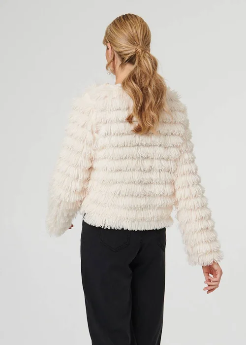 Izabel London Cream Fringed Tassel Texture Relaxed Jacket - 12 Image 2