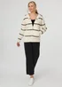 Izabel London White Stripe Print Textured Hooded Jacket - M/L Image 4