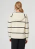 Izabel London White Stripe Print Textured Hooded Jacket - M/L Image 2