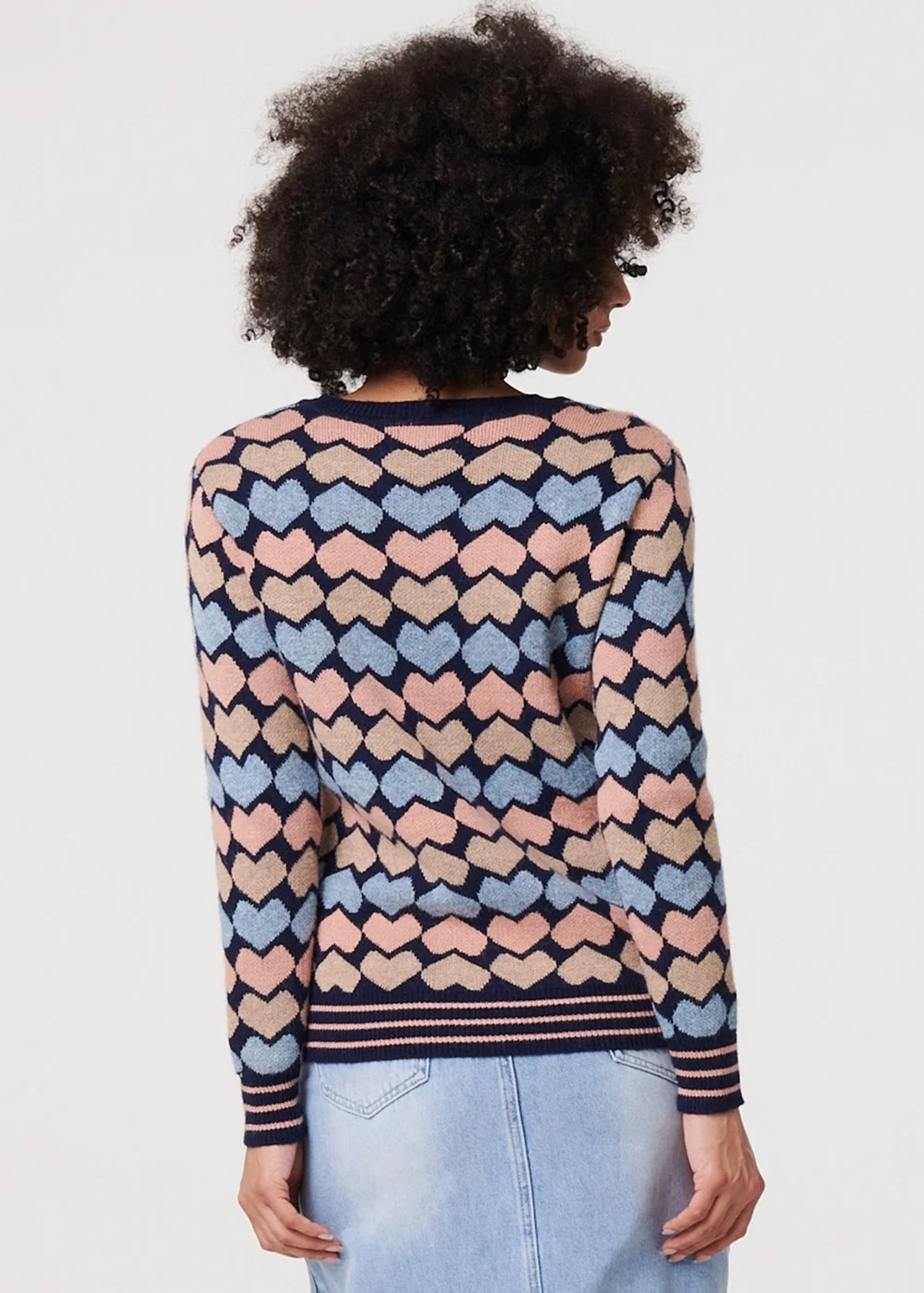 Izabel London Navy Heart Print Long Sleeve Jumper - 12 Image 2