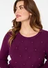 Izabel London Purple Pearl Embellished Texture Jumper - XL Image 3