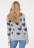 Izabel London Grey Heart Print Texture Drop Shoulder Jumper - 8 Image 2