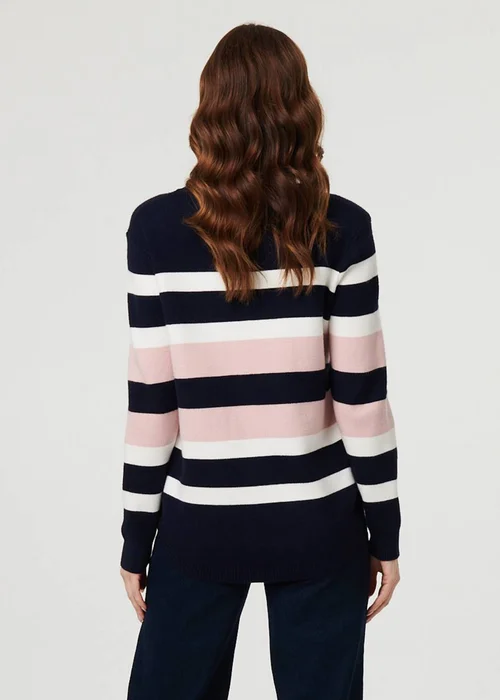 Izabel London Navy Sparkly Star Embellished Stripe Jumper - 8 Image 2