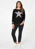 Izabel London Black Star Print Long Sleeve Relaxed Top - 8 Image 4