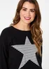 Izabel London Black Star Print Long Sleeve Relaxed Top - 8 Image 3