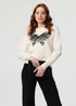 Izabel London White Sparkly Butterfly Detail Relaxed Jumper - M Image 1