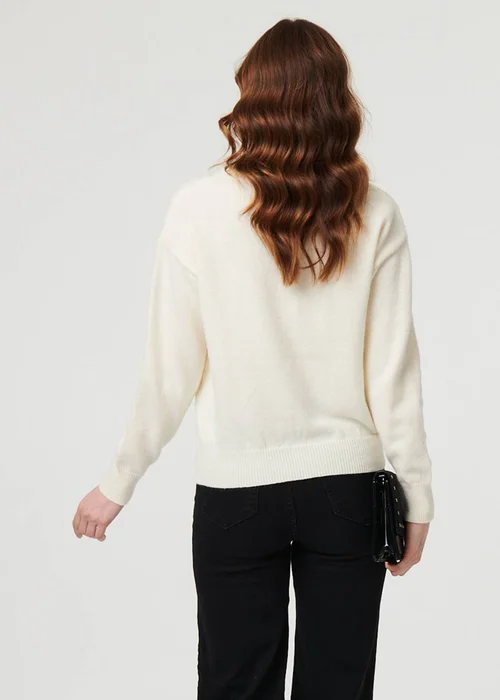 Izabel London White Sparkly Butterfly Detail Relaxed Jumper - M Image 2