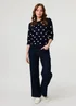 Izabel London Navy Polka Dot Print 3/4 Sleeve Slim Jumper - 8 Image 4