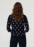 Izabel London Navy Polka Dot Print 3/4 Sleeve Slim Jumper - 8 Image 2