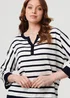 Izabel London Navy Striped Oversized Drop Shoulder Top - S/M Image 3